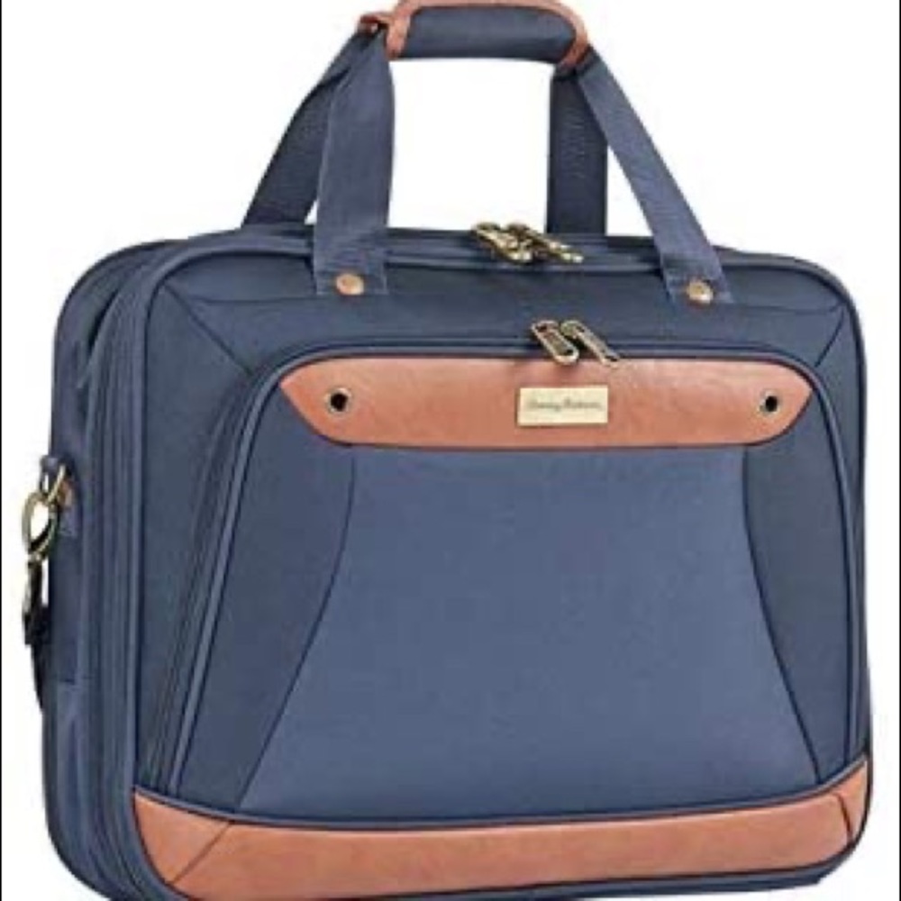 Tommy Bahama Briefcase Navy Canvas Laptop capacity